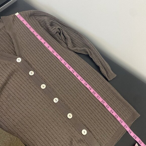 Vintage Women's 100% Silk Cableknit Cardigan Size S Brown Button - Picture 5 of 6